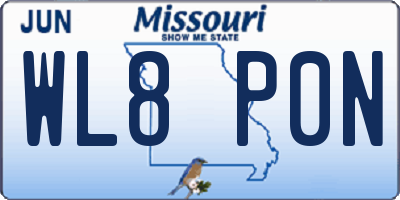 MO license plate WL8P0N
