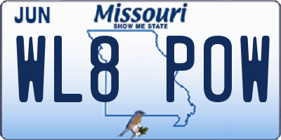 MO license plate WL8P0W