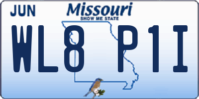 MO license plate WL8P1I