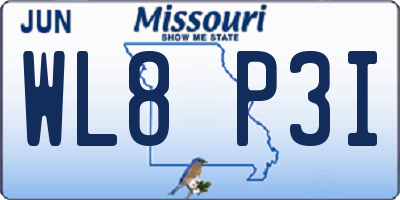 MO license plate WL8P3I
