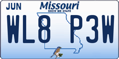 MO license plate WL8P3W