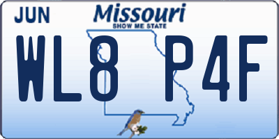 MO license plate WL8P4F