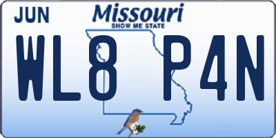MO license plate WL8P4N