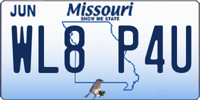 MO license plate WL8P4U