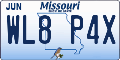 MO license plate WL8P4X