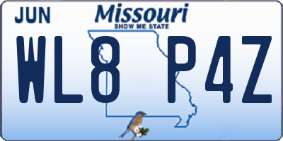 MO license plate WL8P4Z