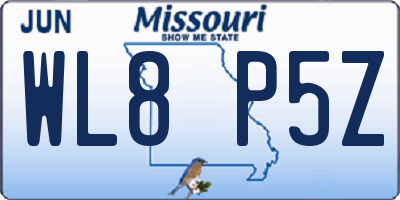 MO license plate WL8P5Z