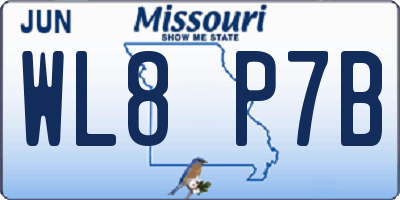 MO license plate WL8P7B
