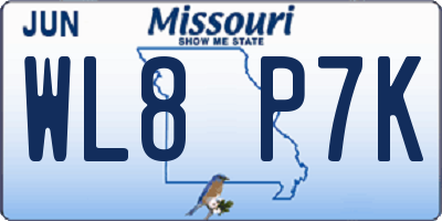 MO license plate WL8P7K