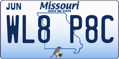 MO license plate WL8P8C