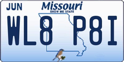 MO license plate WL8P8I