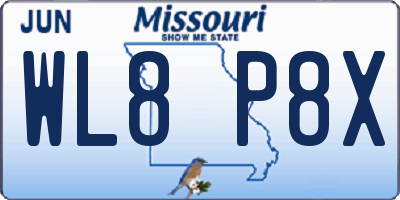 MO license plate WL8P8X