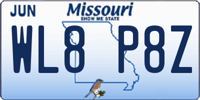 MO license plate WL8P8Z
