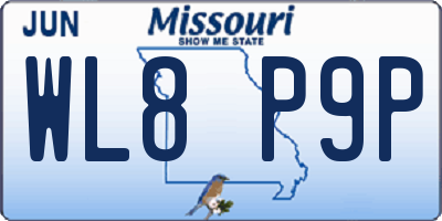 MO license plate WL8P9P