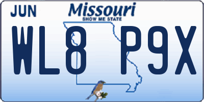 MO license plate WL8P9X