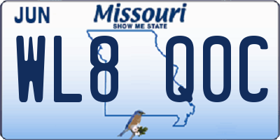 MO license plate WL8Q0C