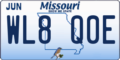 MO license plate WL8Q0E