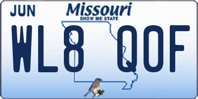 MO license plate WL8Q0F