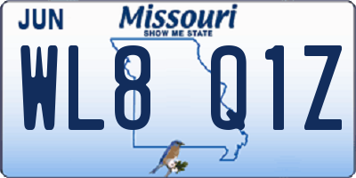 MO license plate WL8Q1Z