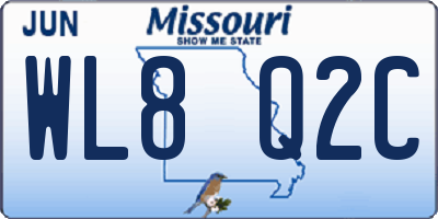 MO license plate WL8Q2C