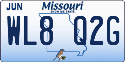 MO license plate WL8Q2G