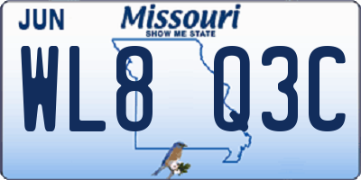 MO license plate WL8Q3C