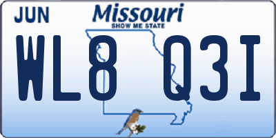MO license plate WL8Q3I