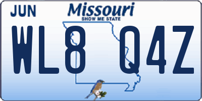 MO license plate WL8Q4Z