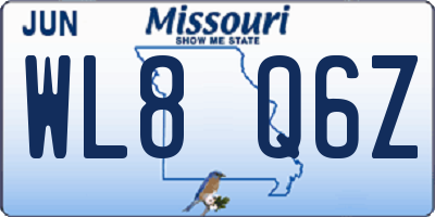 MO license plate WL8Q6Z