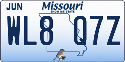 MO license plate WL8Q7Z