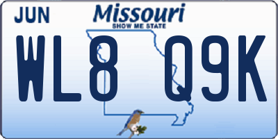 MO license plate WL8Q9K