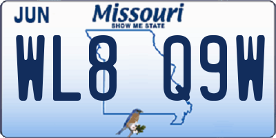 MO license plate WL8Q9W