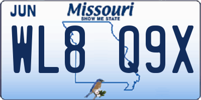 MO license plate WL8Q9X