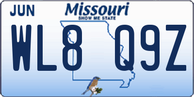 MO license plate WL8Q9Z