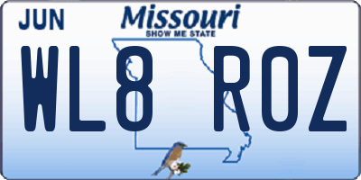 MO license plate WL8R0Z