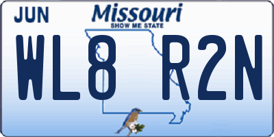 MO license plate WL8R2N