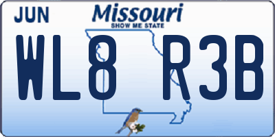 MO license plate WL8R3B