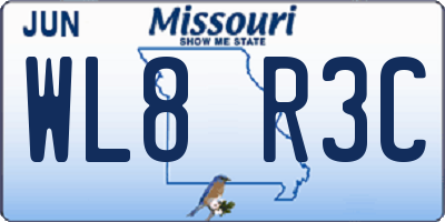 MO license plate WL8R3C