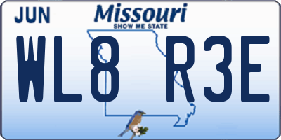 MO license plate WL8R3E