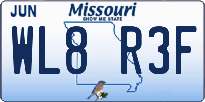 MO license plate WL8R3F