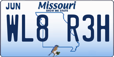 MO license plate WL8R3H