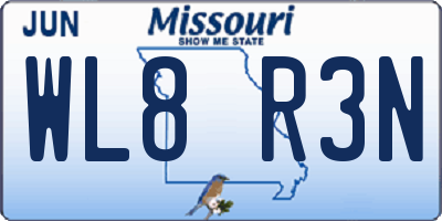 MO license plate WL8R3N