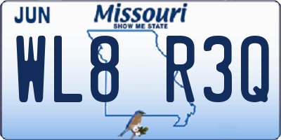 MO license plate WL8R3Q