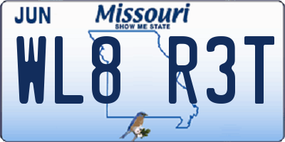 MO license plate WL8R3T