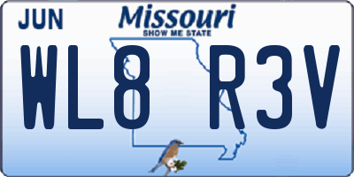 MO license plate WL8R3V