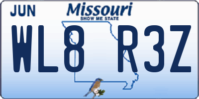 MO license plate WL8R3Z