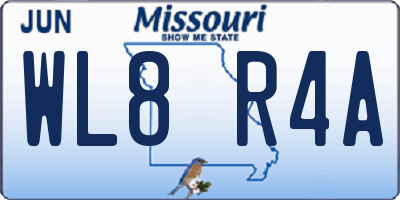 MO license plate WL8R4A