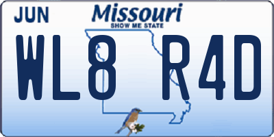 MO license plate WL8R4D