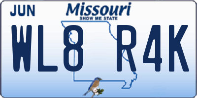 MO license plate WL8R4K