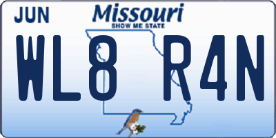 MO license plate WL8R4N